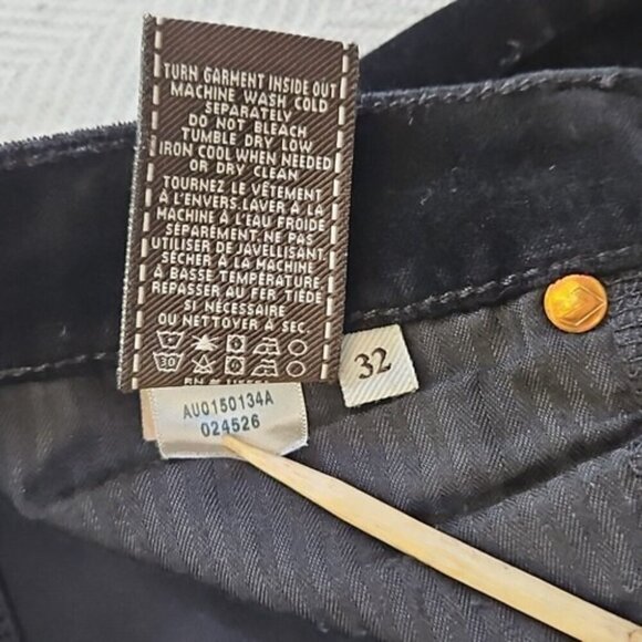 7 For All Mankind Jeans Women 32 (34x30) Black Velvet Straight Low Rise Velour - Picture 13 of 16